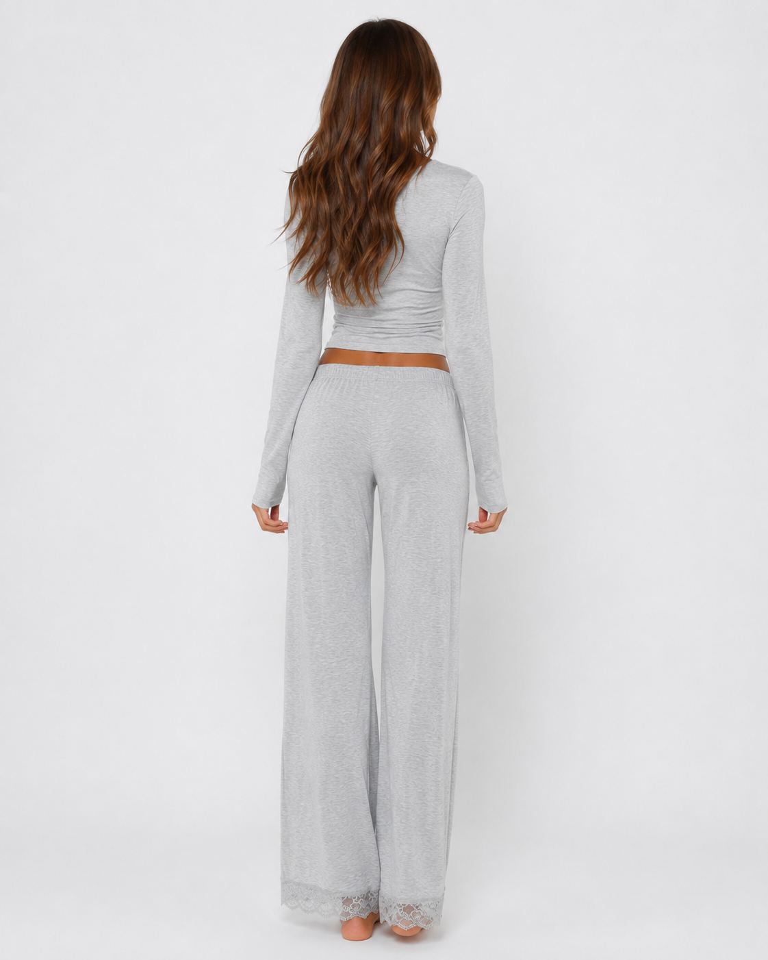 Conjunto de Renda de Manga Comprida Verão da Aurora