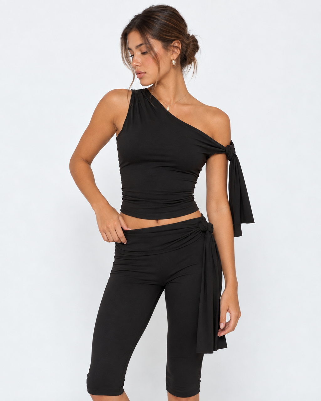 Conjunto de Um Ombro Safira da Noite