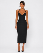 Vestido Midi de Renda com Alças ao Pescoço Aurora da Brisa