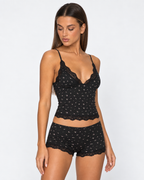 Conjunto de dormir floral rosa com renda