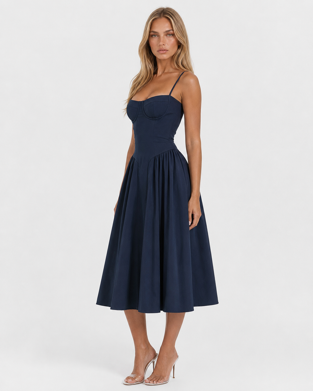 Vestido Midi com Corpete Jasmim da Brisa
