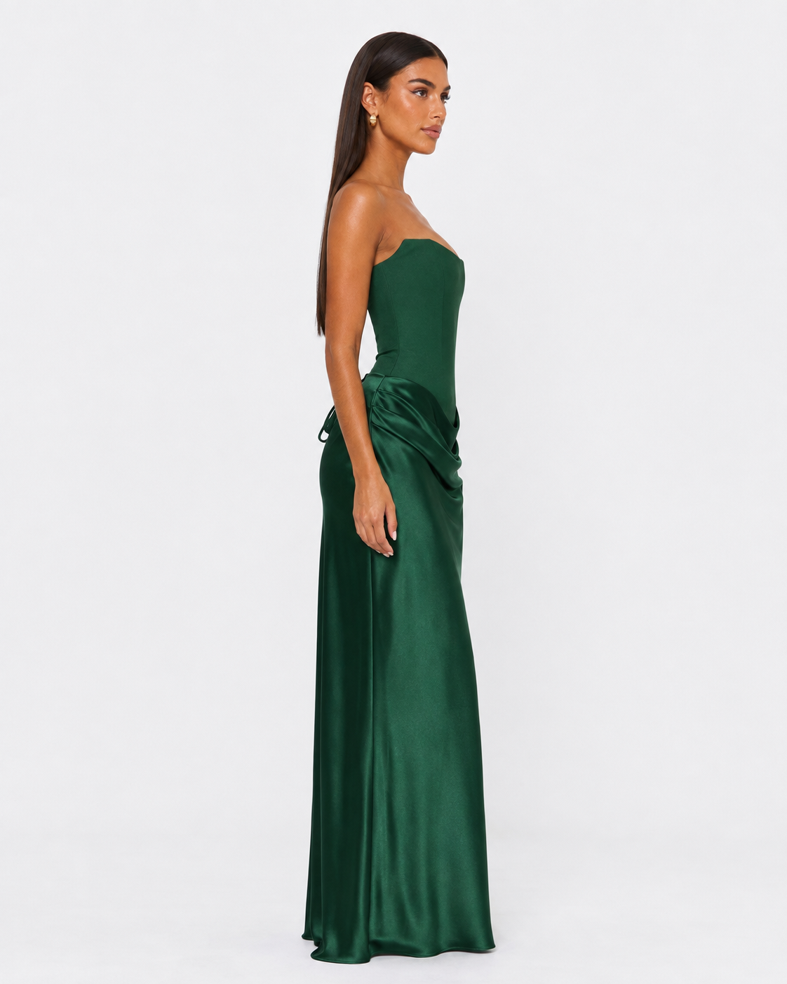 Vestido Longo em Cetim sem Alças Riviera do Mar
