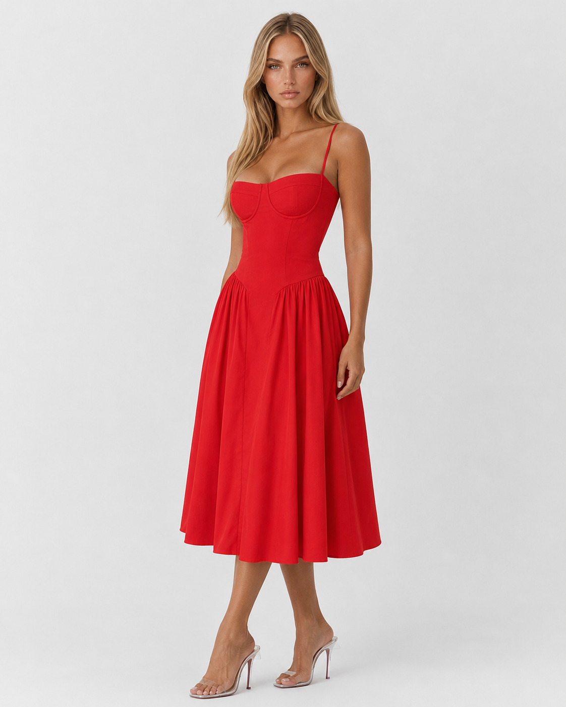 Vestido Midi com Corpete Jasmim da Brisa