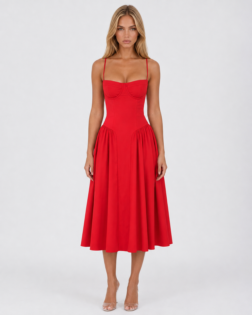 Vestido Midi com Corpete Jasmim da Brisa