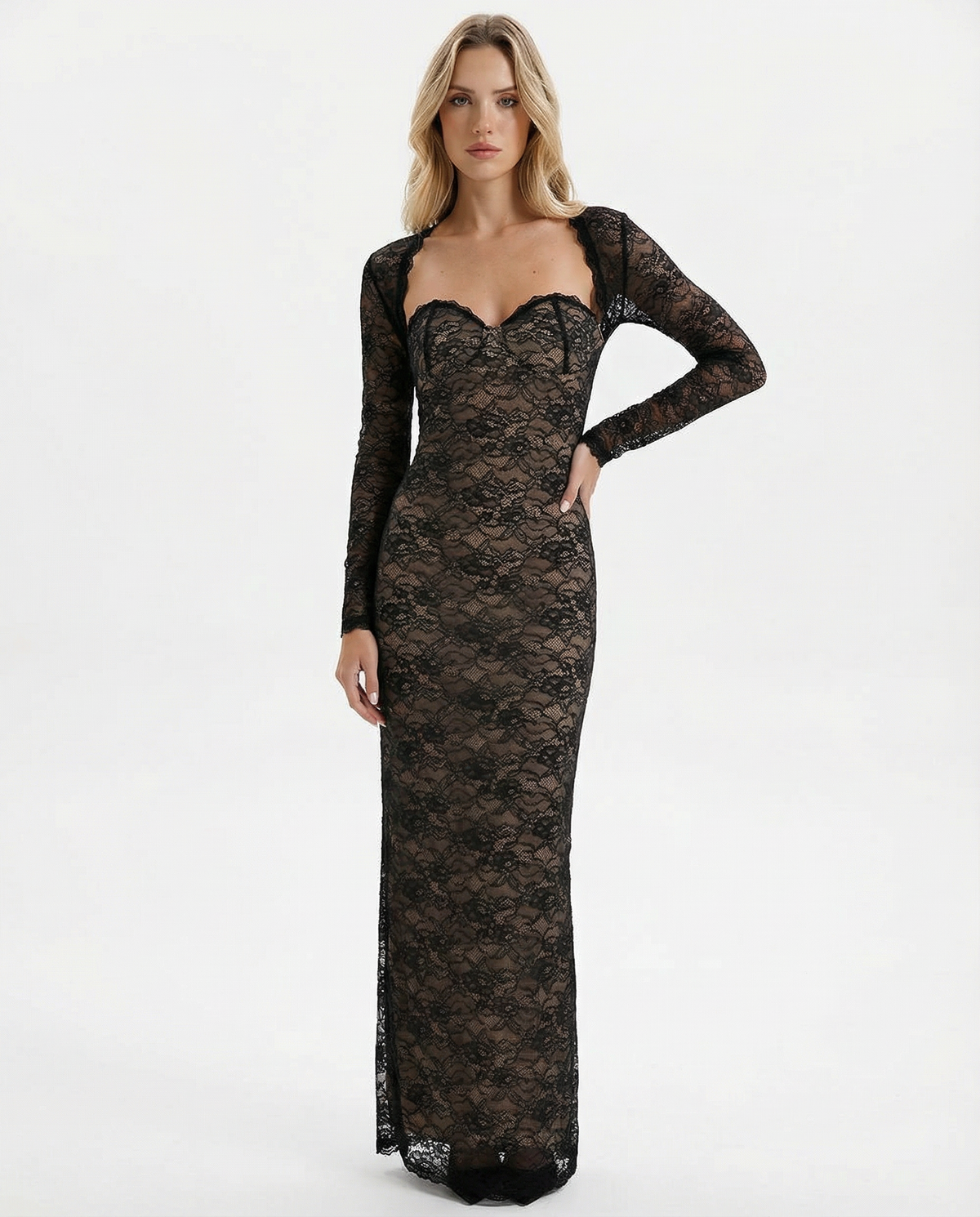 Vestido Longo de Renda sem Alças Cristal da Primavera