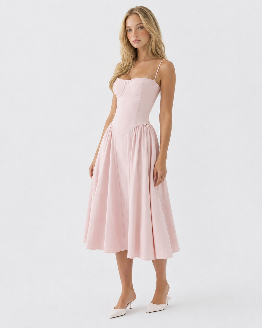 Vestido Midi com Corpete Jasmim da Brisa