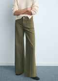Calças de ganga wide leg com bolsos - Plano médio
