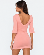 Vestido Curto de Decote em V Safira do Mar