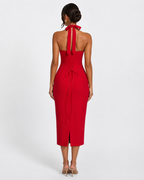 Vestido Midi de Renda com Alças ao Pescoço Aurora da Brisa