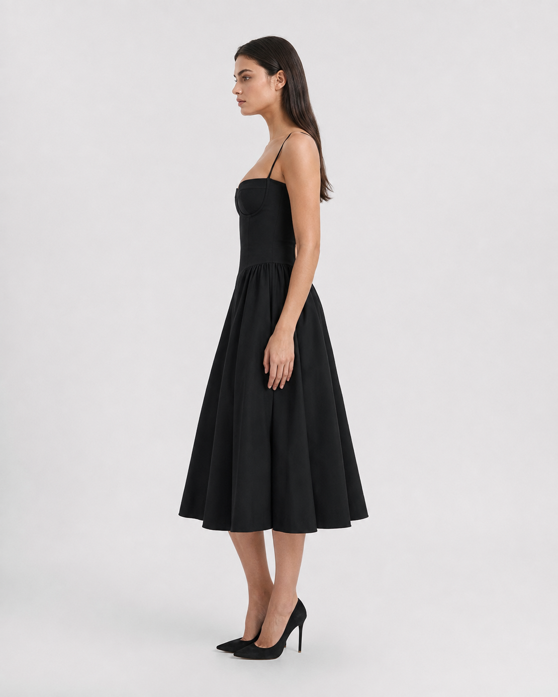 Vestido Midi com Corpete Jasmim da Brisa