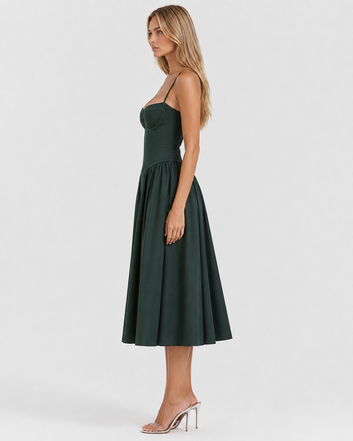 Vestido Midi com Corpete Jasmim da Brisa