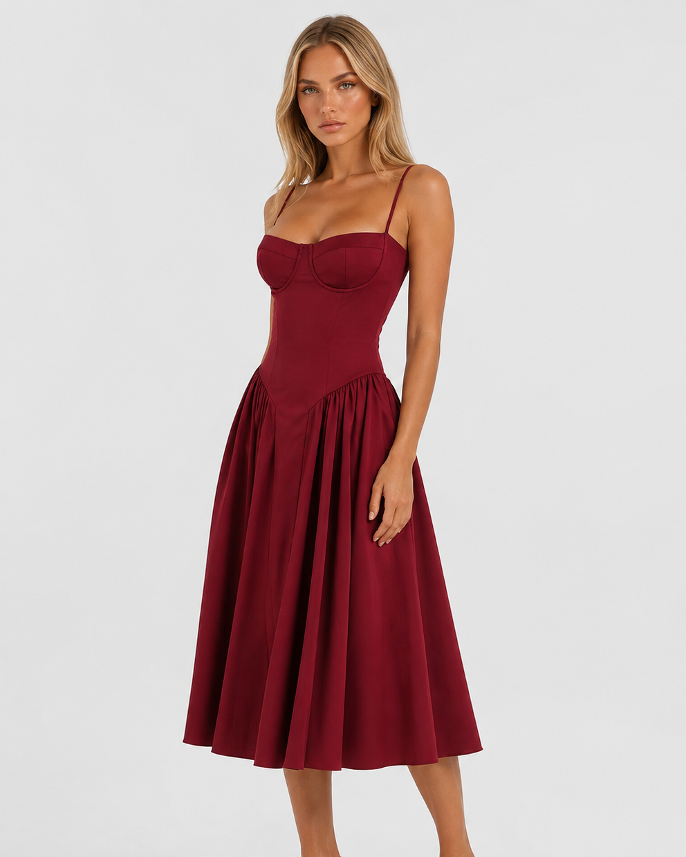 Vestido Midi com Corpete Jasmim da Brisa