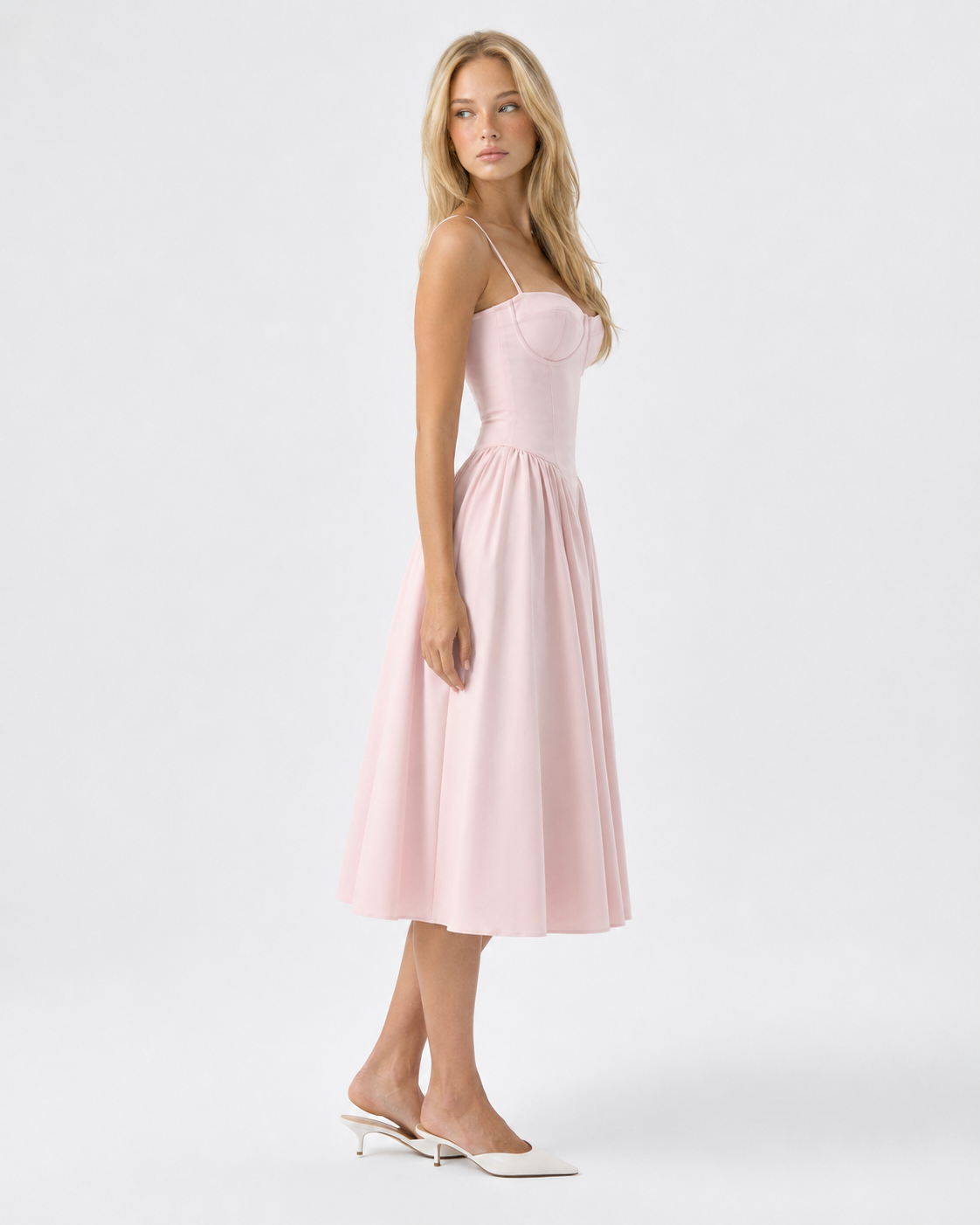 Vestido Midi com Corpete Jasmim da Brisa