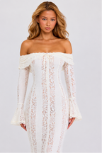 Vestido Longo de Renda com Laço Camélia da Primavera