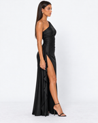 Vestido Longo em Cetim Drapeado Vale do Mar