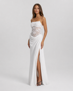Vestido Longo de Renda de Um Ombro Estela da Primavera