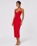 Vestido Midi de Renda com Alças ao Pescoço Aurora da Brisa