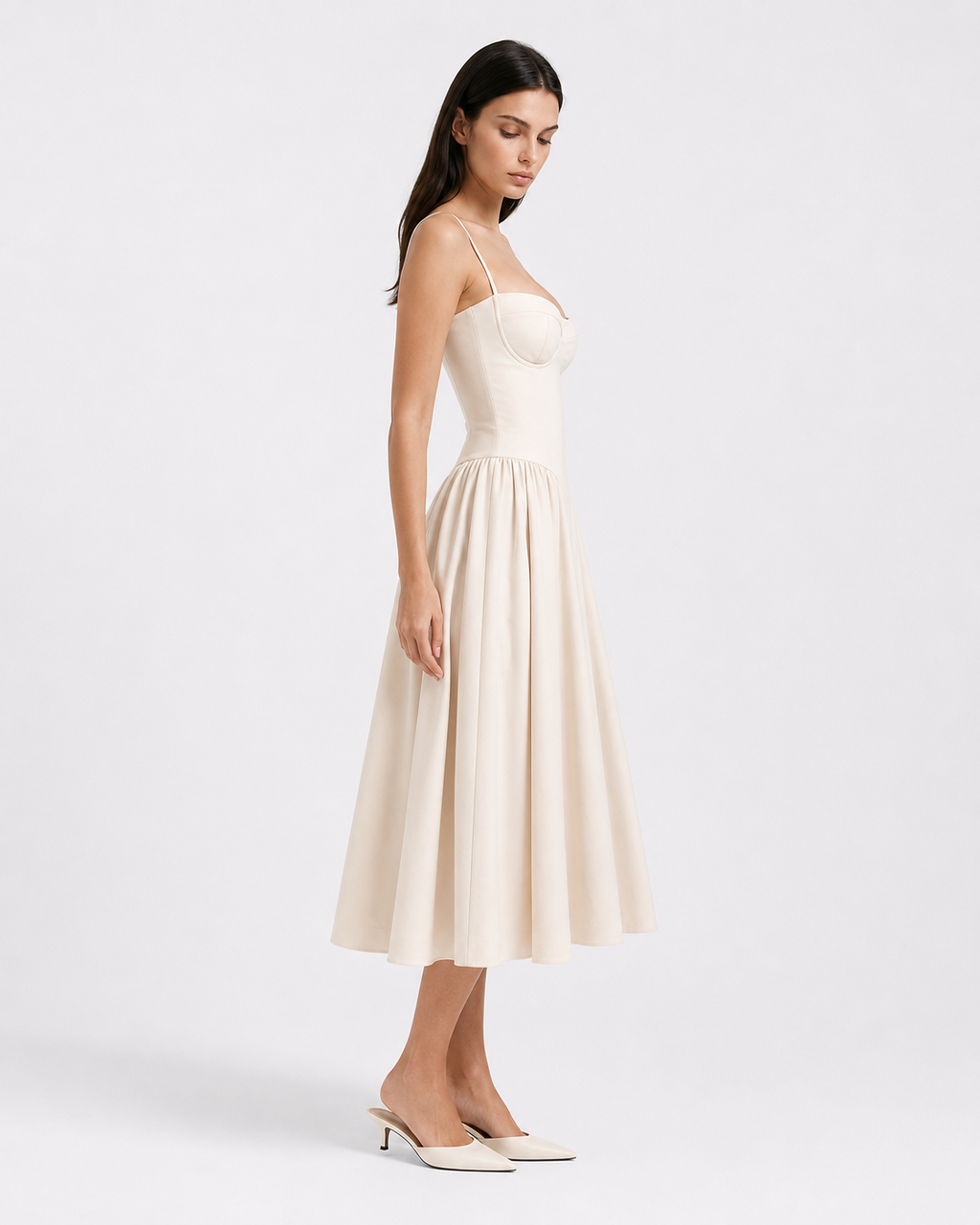 Vestido Midi com Corpete Jasmim da Brisa