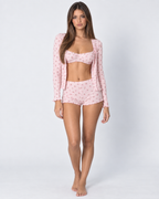 Conjunto de dormir floral de três peças