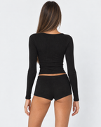 Conjunto Canelado com Camisola Abotoada