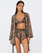 Conjunto de três peças com padrão leopardo