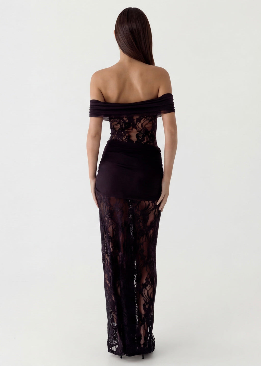 Vestido Longo de Renda Drapeado Pétala da Primavera