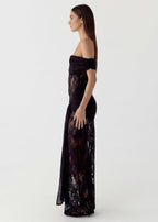 Vestido Longo de Renda Drapeado Pétala da Primavera