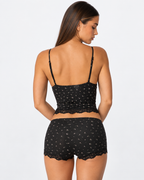 Conjunto de dormir floral rosa com renda