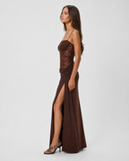 Vestido Longo de Renda de Um Ombro Estela da Primavera
