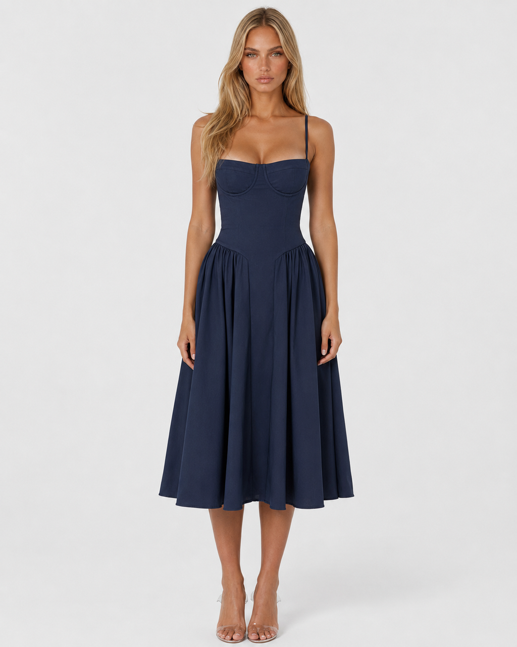 Vestido Midi com Corpete Jasmim da Brisa