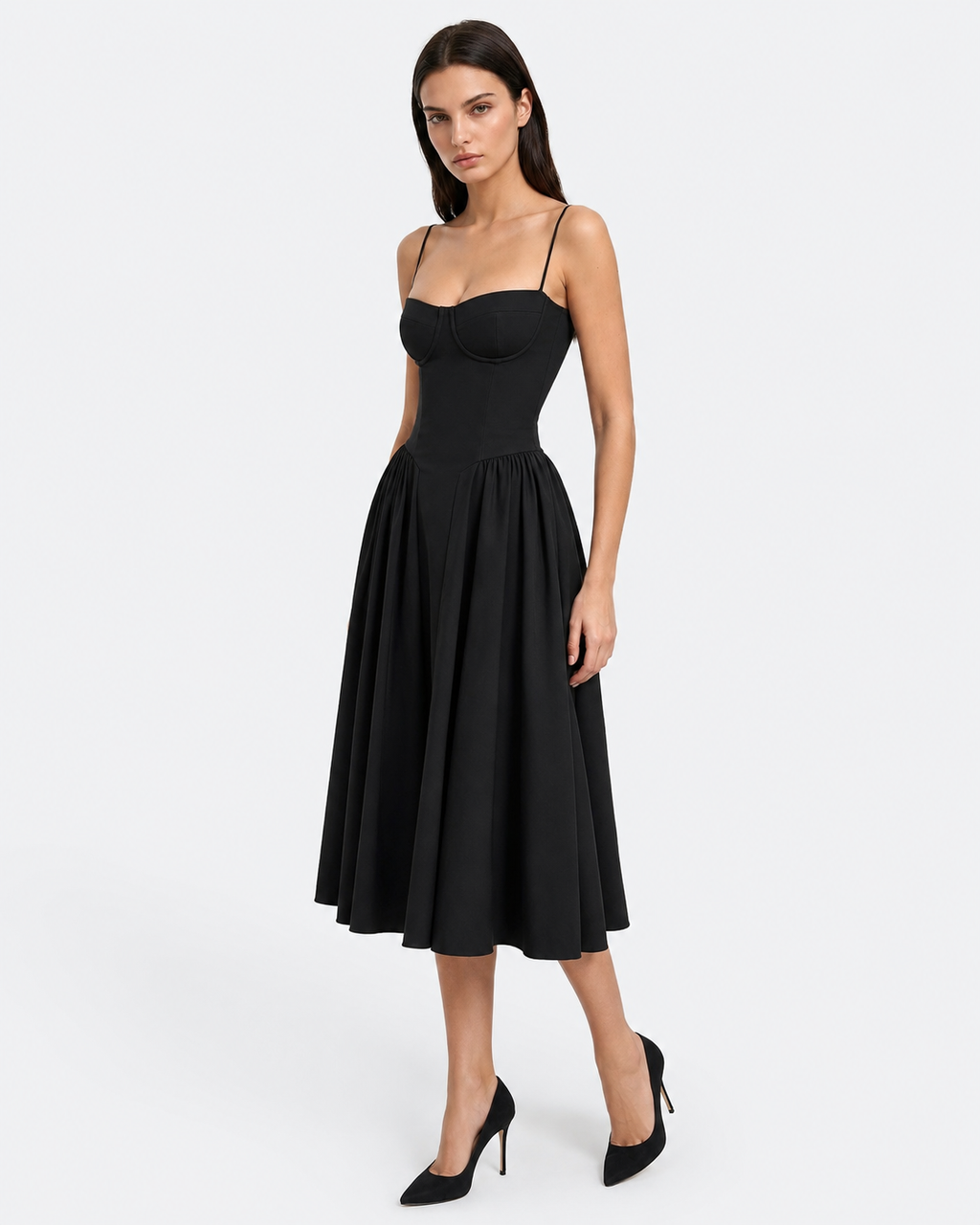 Vestido Midi com Corpete Jasmim da Brisa