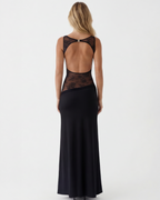 Vestido Longo de Renda com Costas Abertas Violeta do Vale