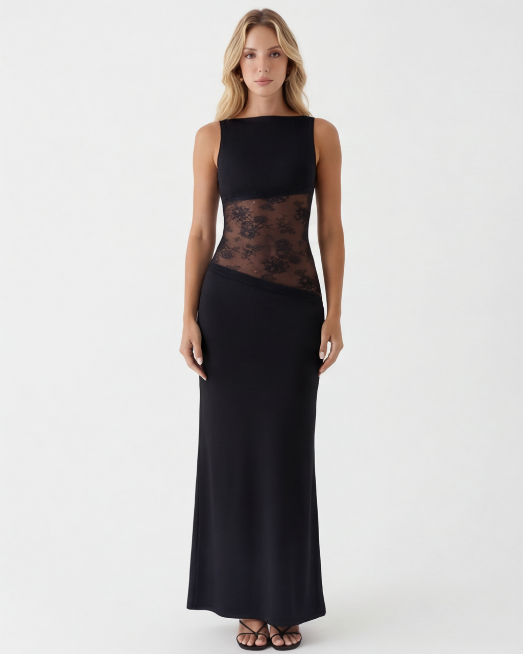 Vestido Longo de Renda com Costas Abertas Violeta do Vale