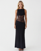 Vestido Longo de Renda com Costas Abertas Violeta do Vale
