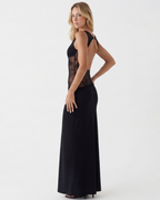 Vestido Longo de Renda com Costas Abertas Violeta do Vale