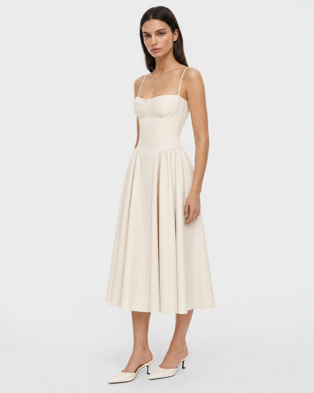 Vestido Midi com Corpete Jasmim da Brisa