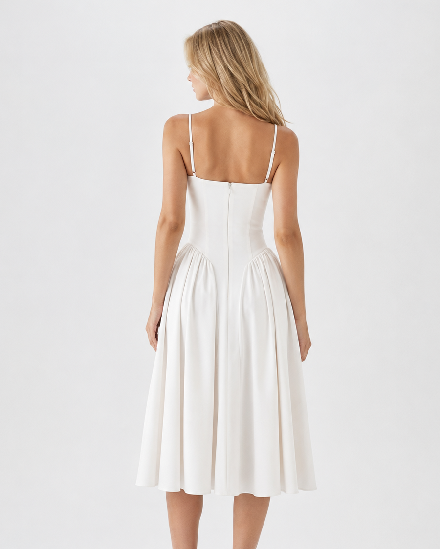 Vestido Midi com Corpete Jasmim da Brisa