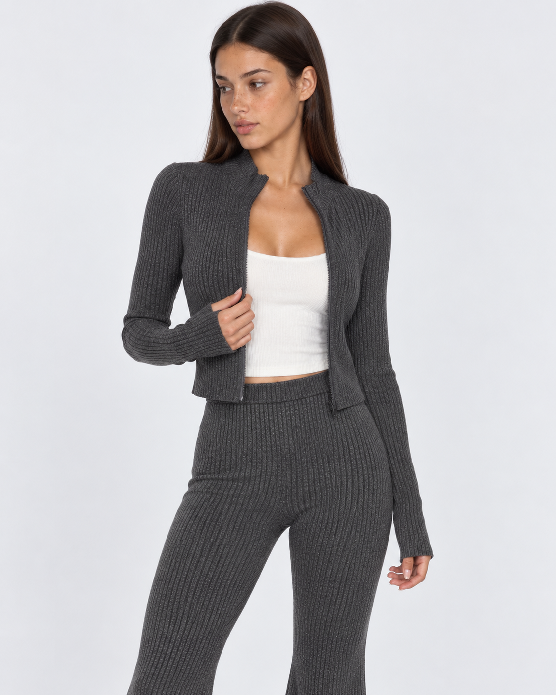 Conjunto Canelado Ajustado Cristal da Noite