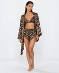 Conjunto de três peças com padrão leopardo