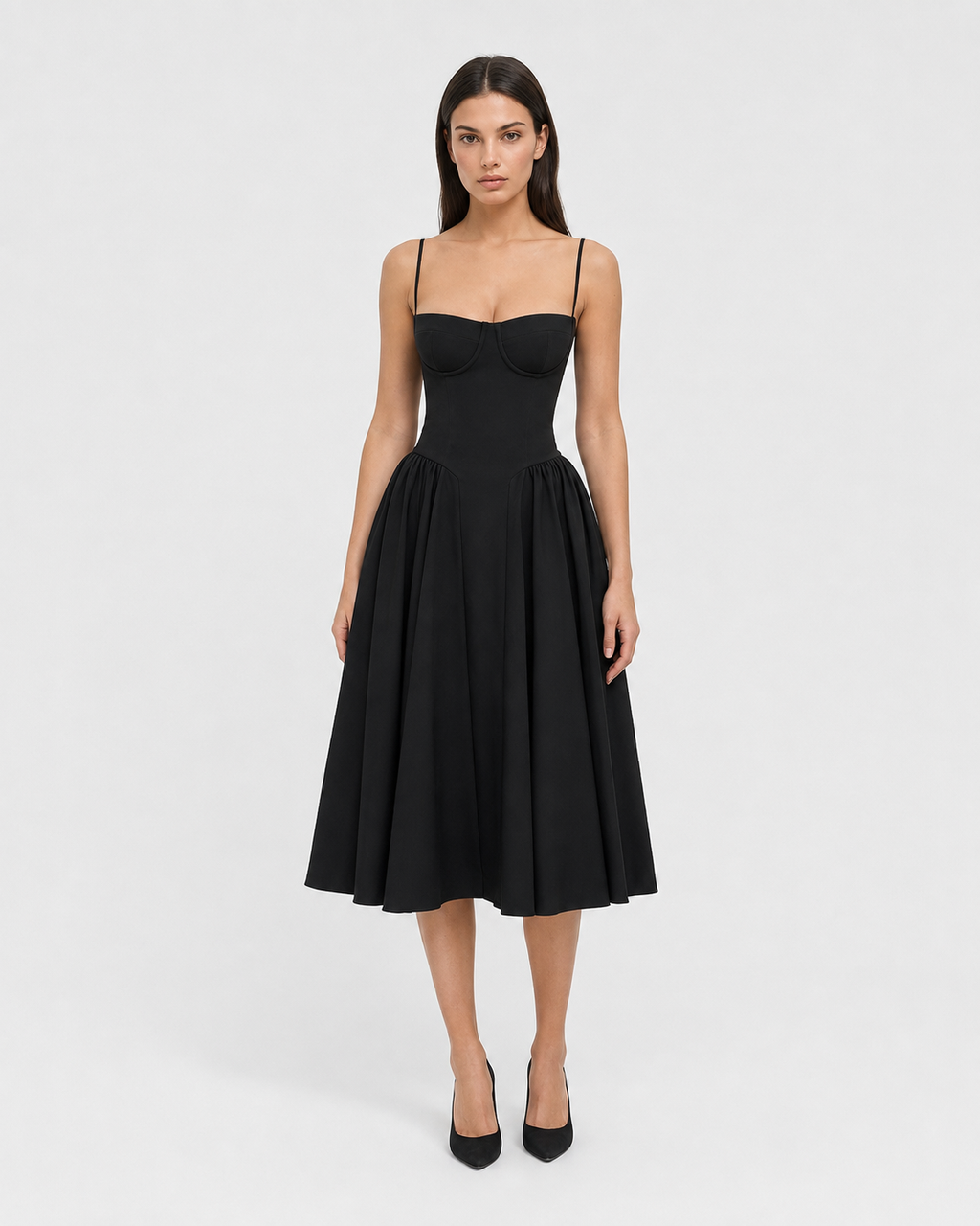 Vestido Midi com Corpete Jasmim da Brisa