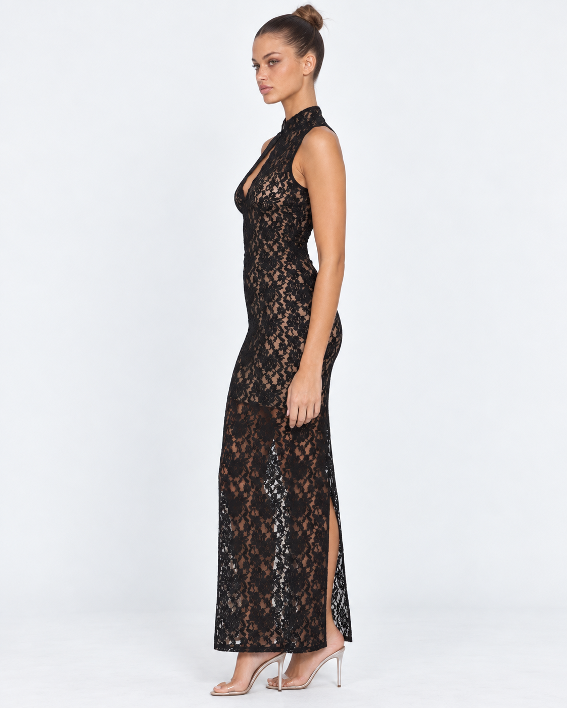 Vestido Longo de Renda Ajustado Terra do Mar