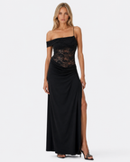 Vestido Longo de Renda de Um Ombro Estela da Primavera