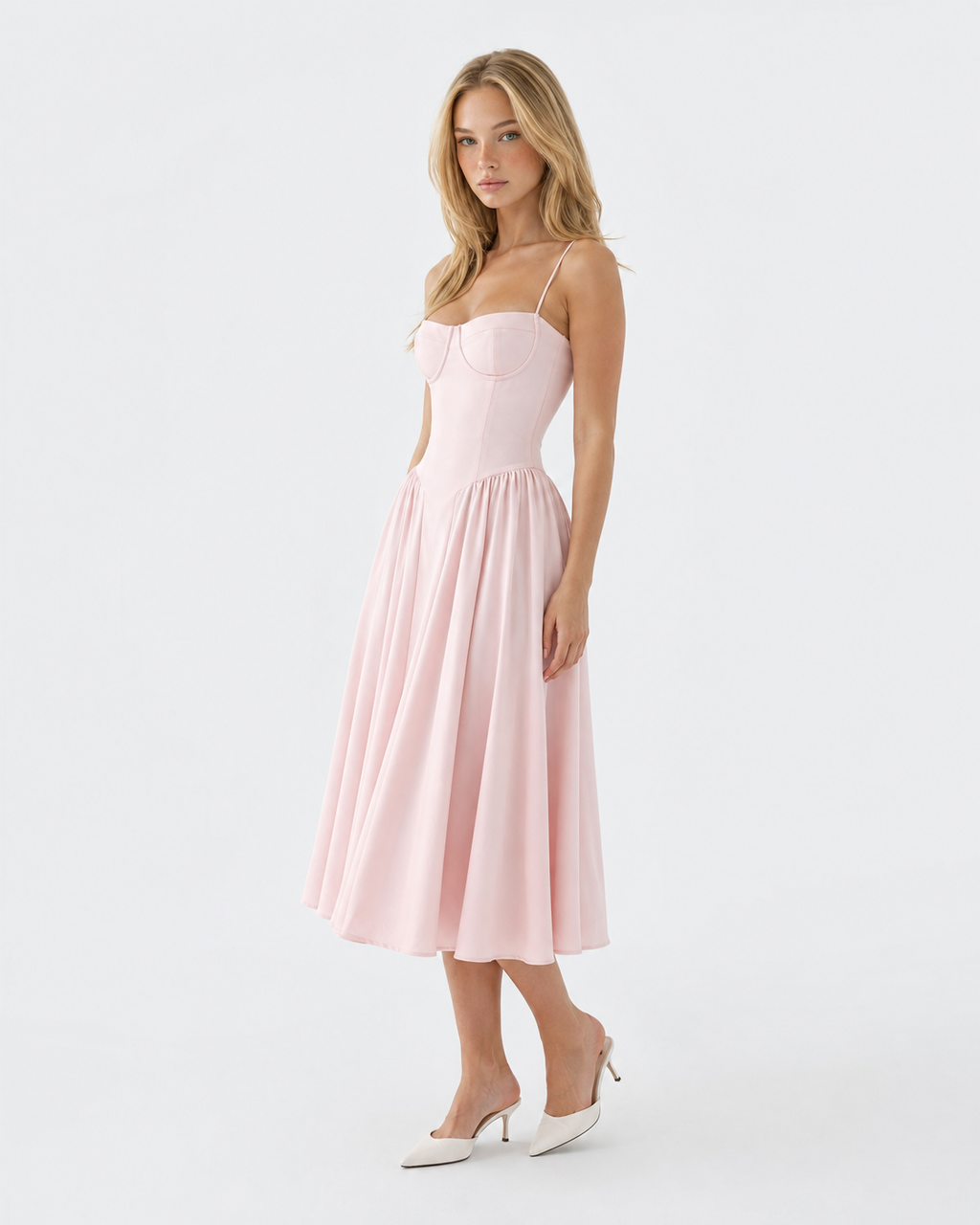 Vestido Midi com Corpete Jasmim da Brisa
