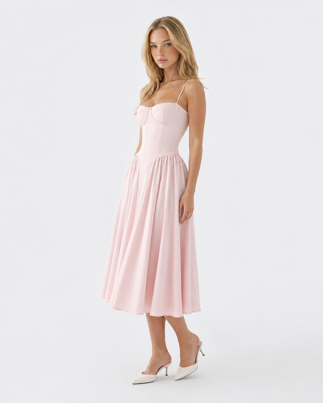 Vestido Midi com Corpete Jasmim da Brisa