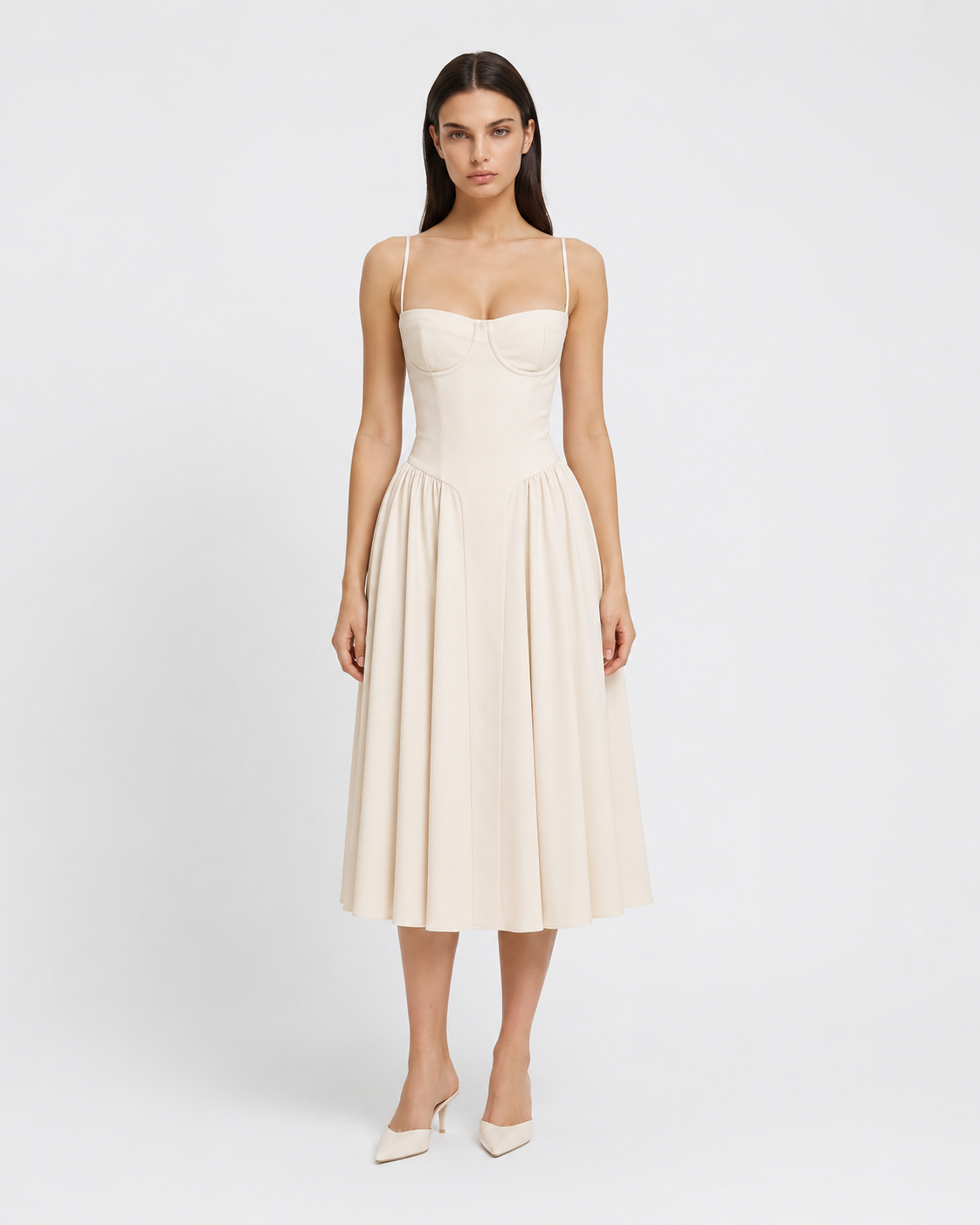 Vestido Midi com Corpete Jasmim da Brisa