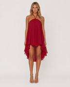 Vestido Curto com Alças ao Pescoço Oliva da Brisa