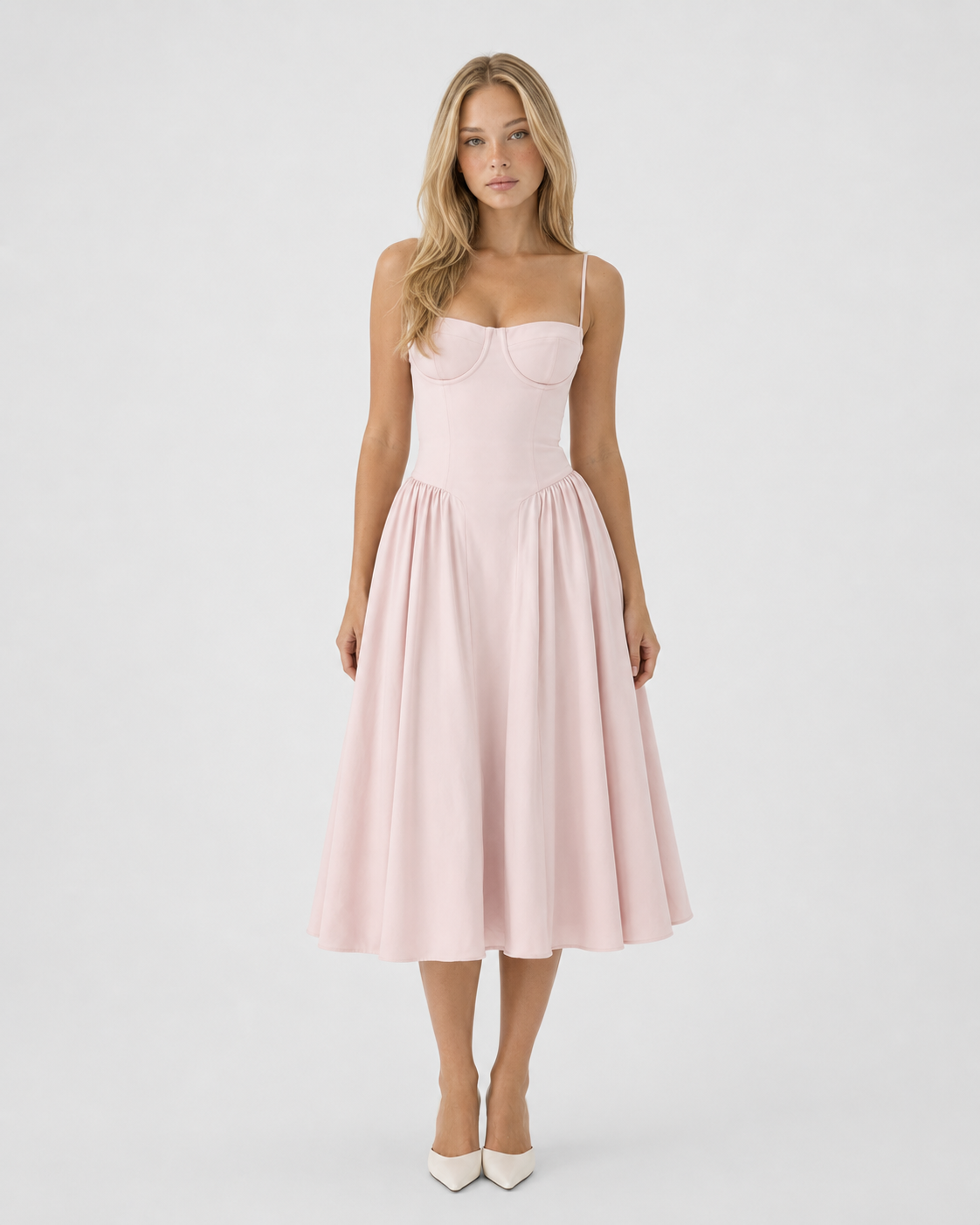 Vestido Midi com Corpete Jasmim da Brisa