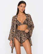 Conjunto de três peças com padrão leopardo