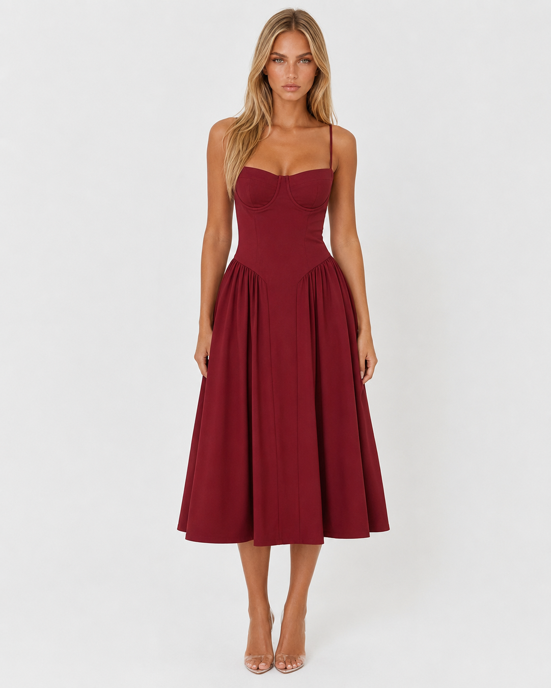 Vestido Midi com Corpete Jasmim da Brisa