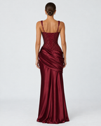Vestido Longo em Cetim com Corpete Primavera do Mar